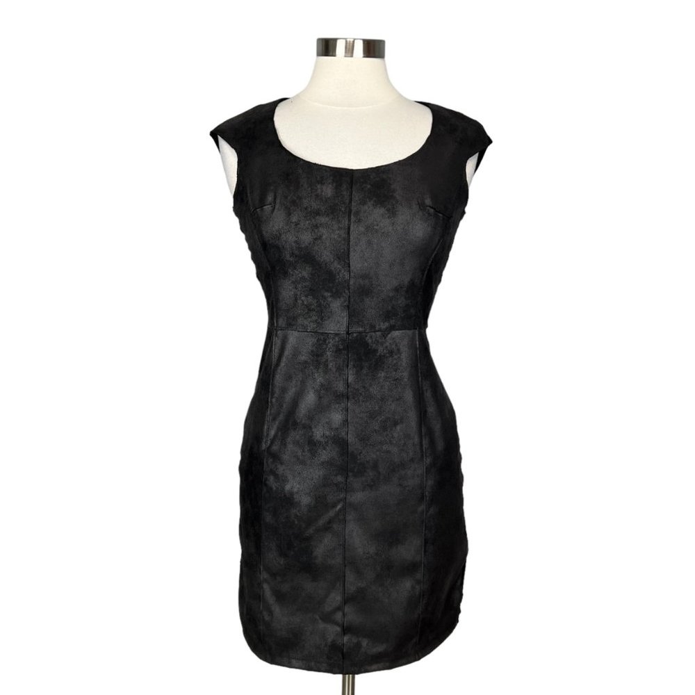 Velvet by Graham Spencer Womens Black Faux Suede Sheath Dress size Small